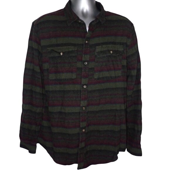 DRAVUS Malachi Woven Stripe Cotton‎ Button Down Shirt Mens XL Outdoor Gorpcore - Picture 1 of 7
